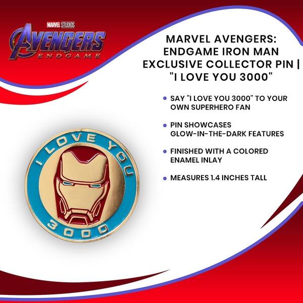 Marvel Avengers Endgame Iron Man Exclusive Collector Pin I Love You 3000 Black On Sale Overstock Marvel Avengers Endgame Iron Man Exclusive Collector Pin I Love You 3000 Black On Sale Overstock