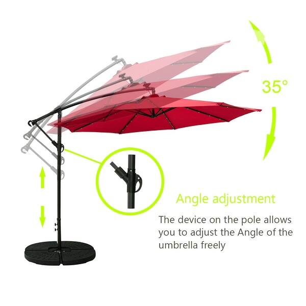 Shop Black Friday Deals On Ainfox 10ft Solar Offset Hanging Patio Umbrella Base Not Included Overstock 31727510