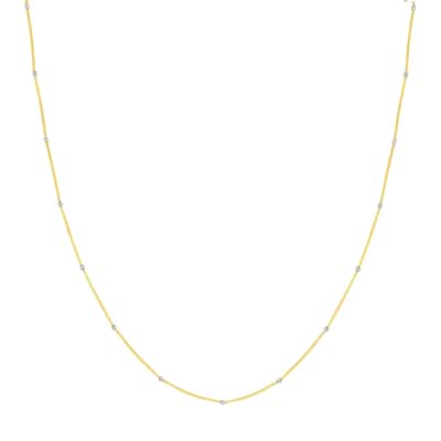 Curata 14k Two-tone Gold 1.35mm Cube Saturn Chain Necklace (Lobster)
