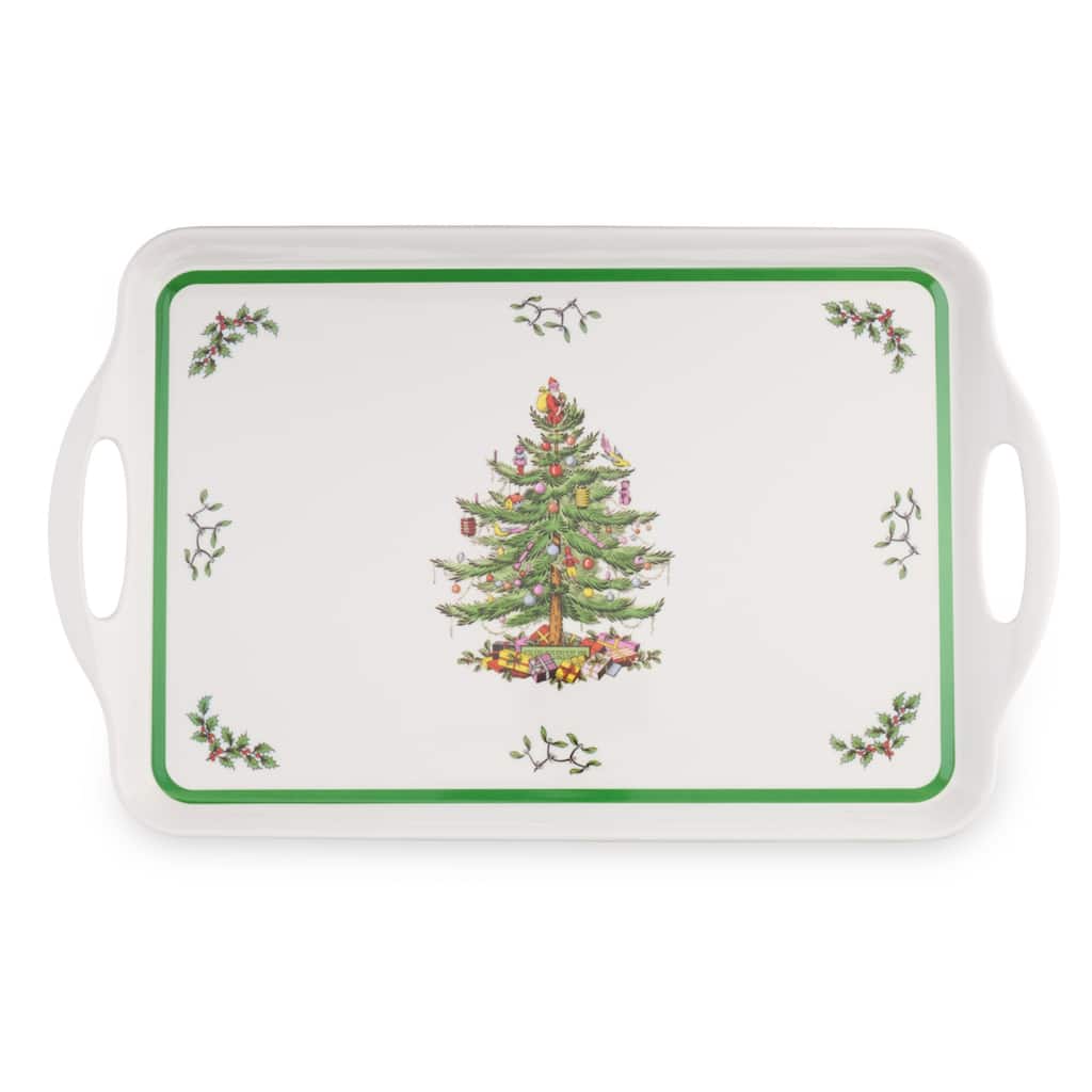 Pimpernel Christmas Tree Large Handled Tray - 18.9" L x 11.6" W
