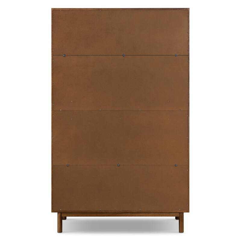 Nuvon Walnut-Finished Acacia Wood Cabinet with Double Glass Doors