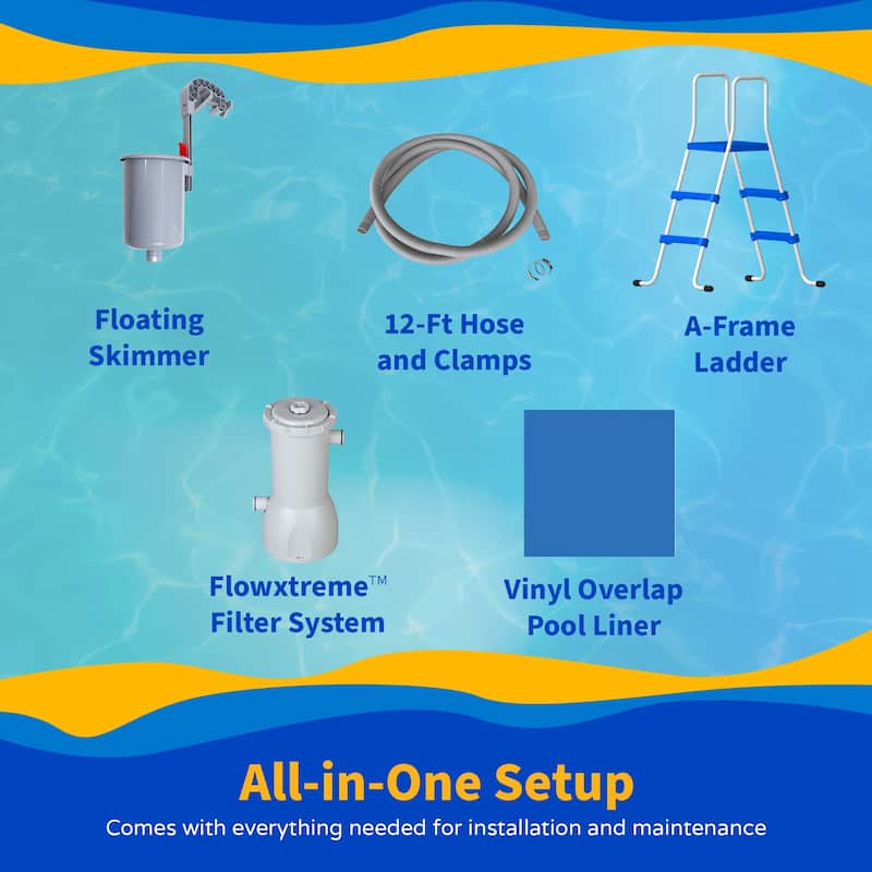 Blue Wave Capri 12-Ft 36-in Deep Round Steel Wall Swimming Pool Package - 12-ft round