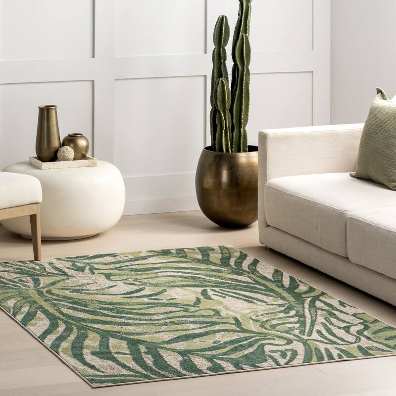 Nuloom Cali Abstract Leaves Area Rug - 4' x 6' - Green