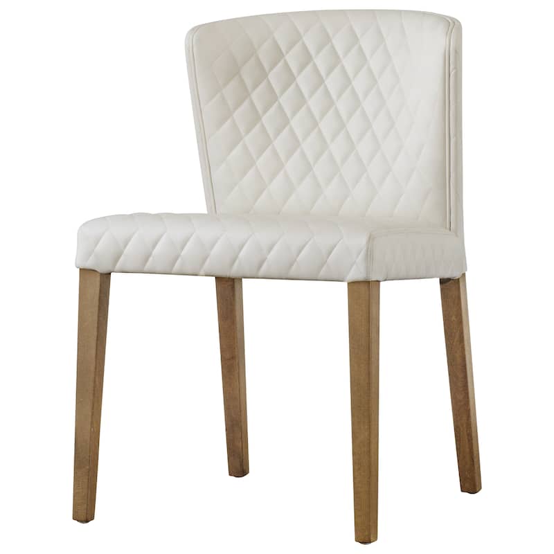 NPD Furniture Albie Diamond Stitching Faux Leather Dining Chair (Set of 2) - Danburry Off-White