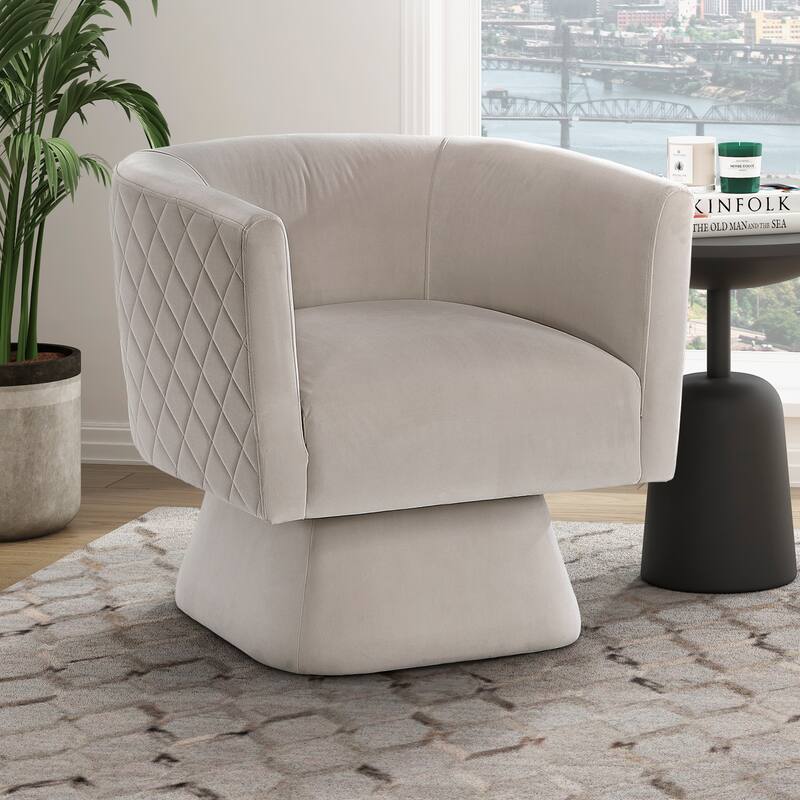 Gale 29" Velvet Swivel Chair - Diamond Stitched Chair Back