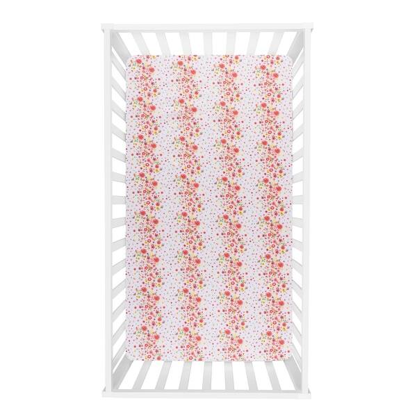 slide 2 of 7, Floral Sprinkles 2-Pack Microfiber Fitted Crib Sheet Set Flowers