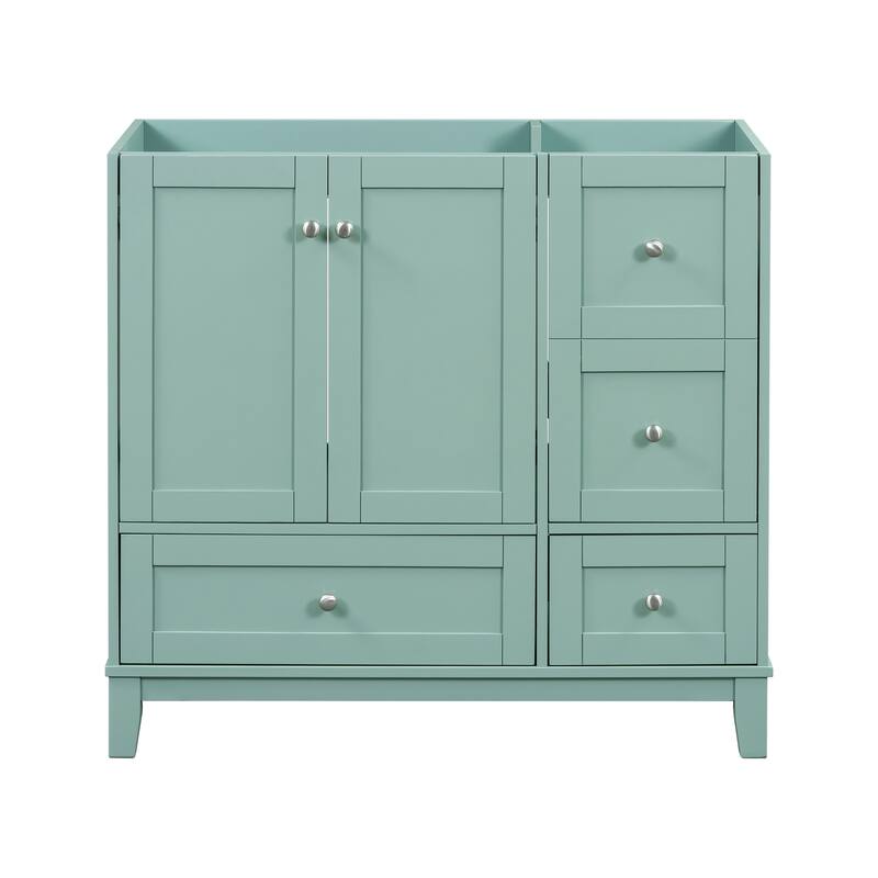 Modern 36-Inch Bathroom Vanity with USB Drawer Charging, Solid Wood Base, and Painted Finish(Sink not included) - 17.5in L - Green