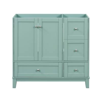 Modern 36-Inch Bathroom Vanity with USB Drawer Charging, Solid Wood Base, and Painted Finish(Sink not included) - 17.5in L
