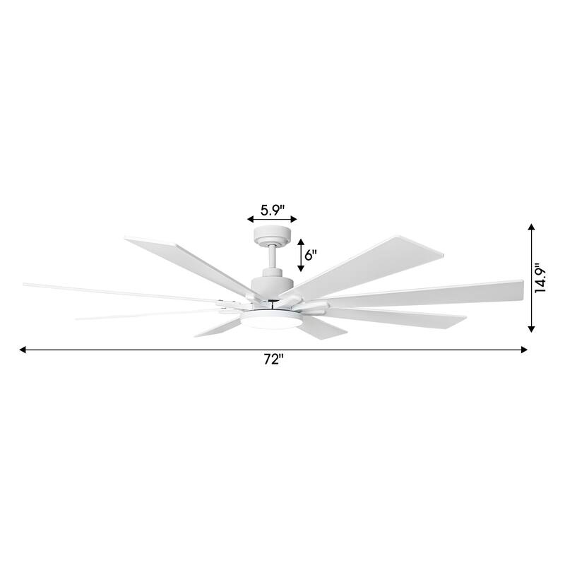 72" Industrial Large Reversible White Ceiling Fan with Light and Remote Control