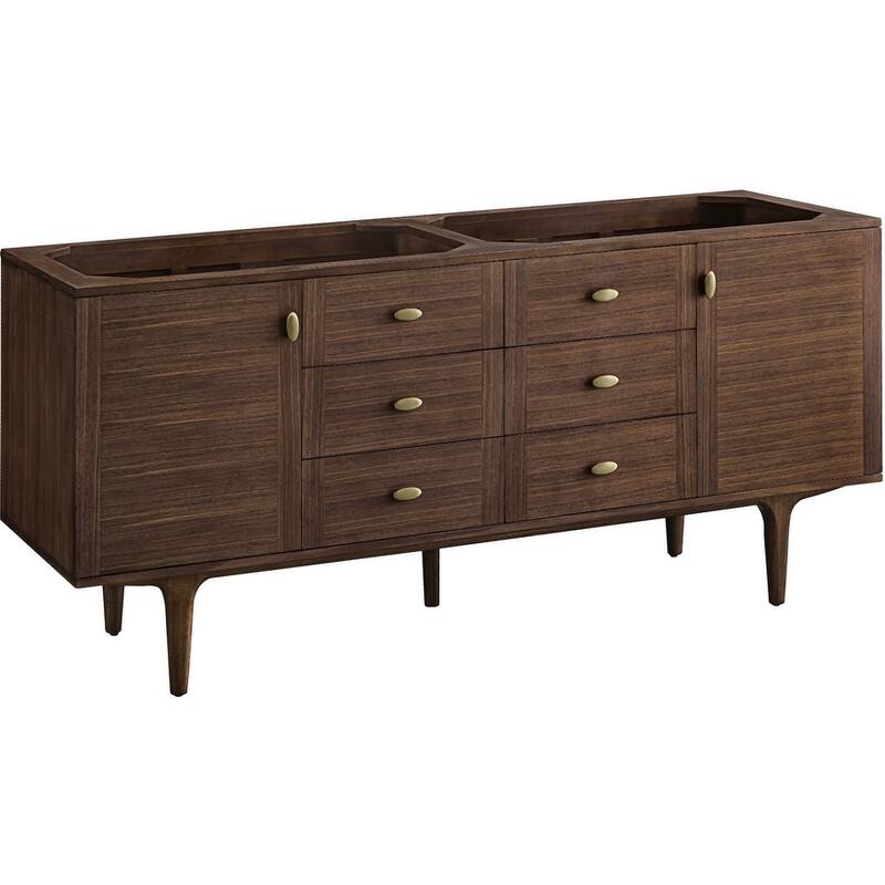 James Martin Vanities 670-V72 Amberly 72" Free Standing or Wall - Mid-Century Walnut - Walnut Finish