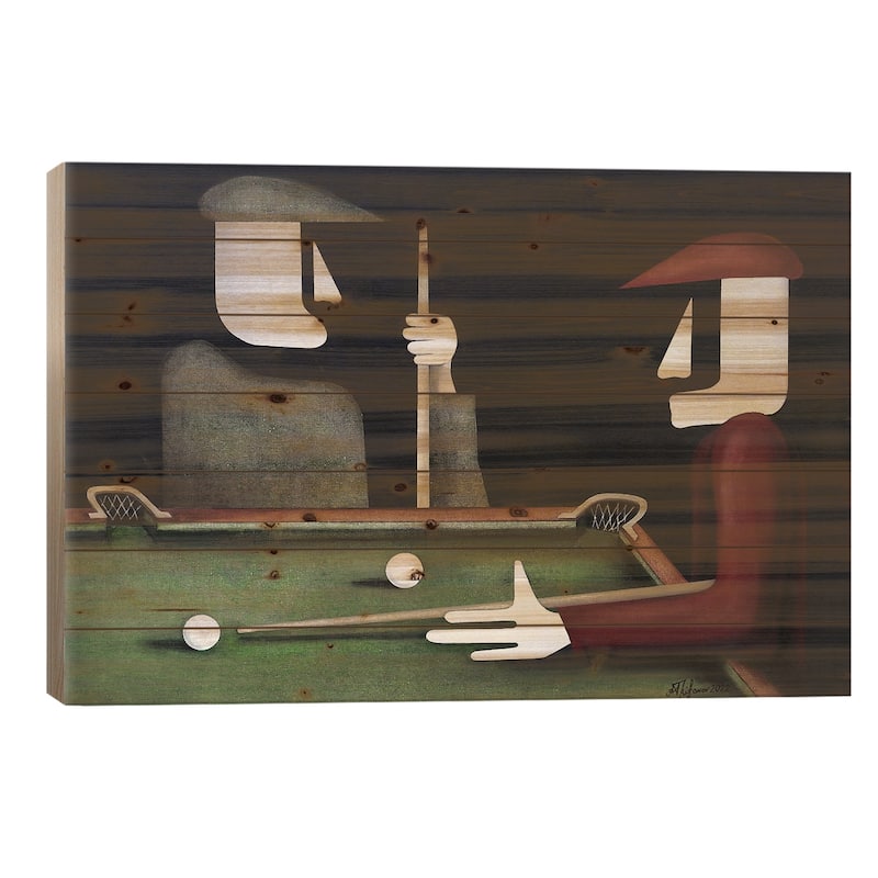 Billiards Print On Wood by Alexander Trifonov - Multi-Color - 26x40x1.5