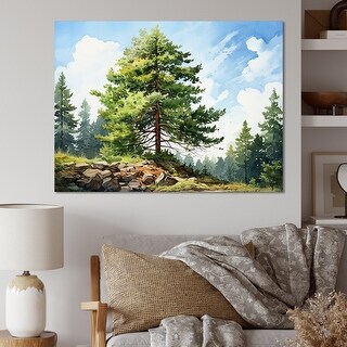 Designart "Proud Pine Tree I" Tree Pine Canvas Art Print - Bed Bath ...