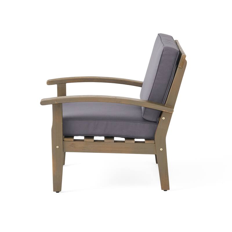 Roomfitters Outdoor Club Chair with Cushions, Durable Acacia Wood Frame and Weather-Resistant Seating