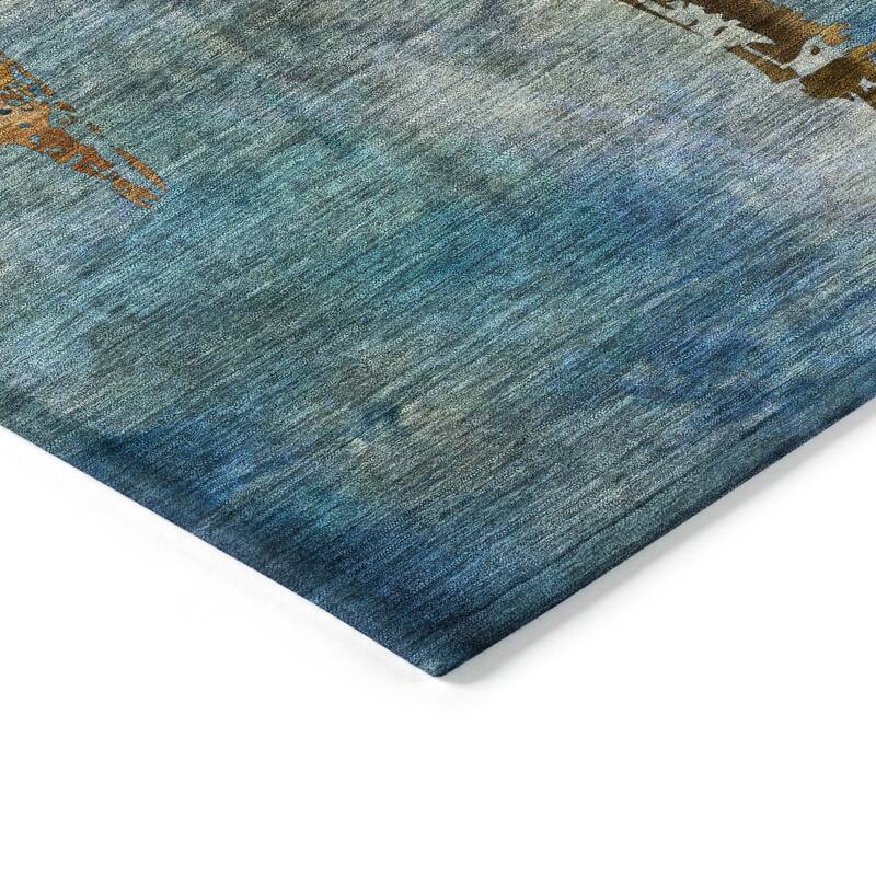 Machine Washable Indoor/ Outdoor Modern Floral Chantille Rug