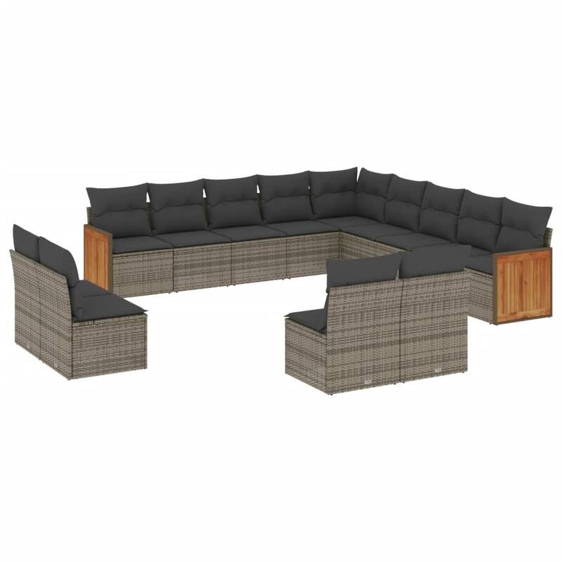 vidaXL Patio Sofa Set with Cushions Outdoor Seating Furniture Poly Rattan