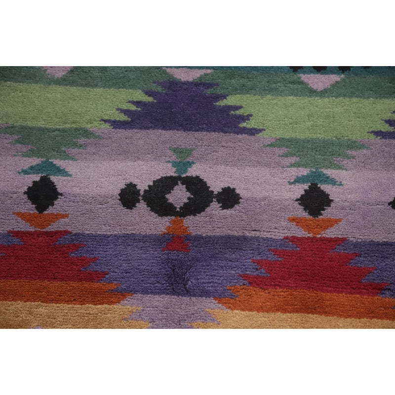 Hand-knotted Tribal Wool Multi-Colored Geometric Oriental Area Rug - 8' 10'' X 6' 1''