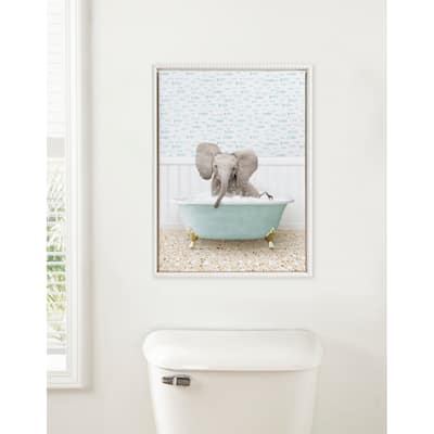Sylvie Beaded Baby Elephant in Little Fish Bath Canvas by Amy Peterson
