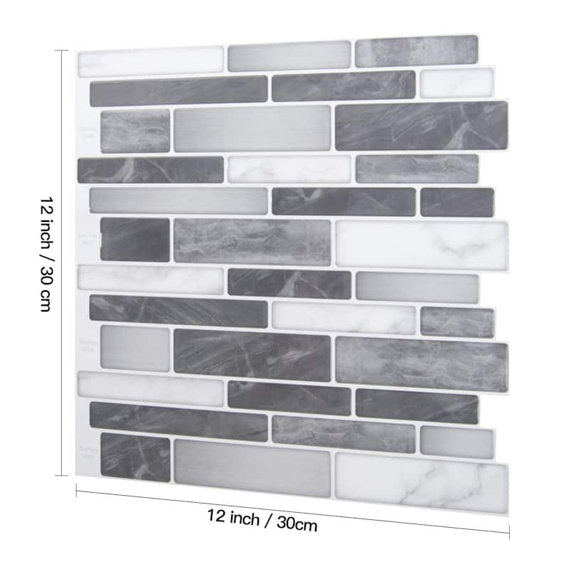 Art3d 11.8"×11.8" Vinyl Peel and Stick Backsplash Tile, 10-Pack - 11.8 inch × 11.8 inch