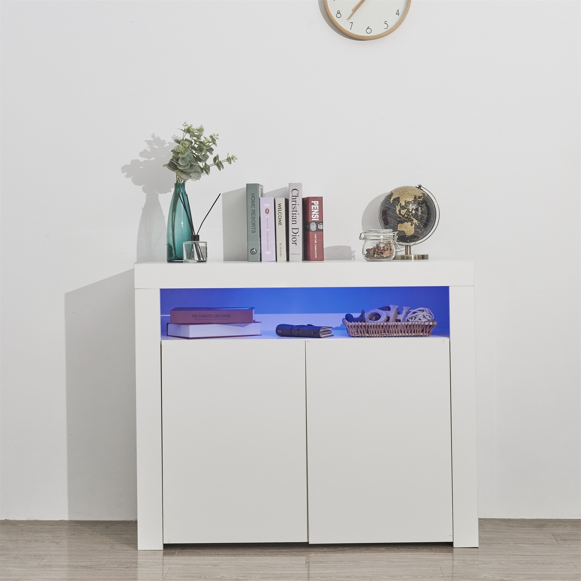 High Gloss and Matt White Cabinet Cupboard Sideboard Furniture With LED Lights
