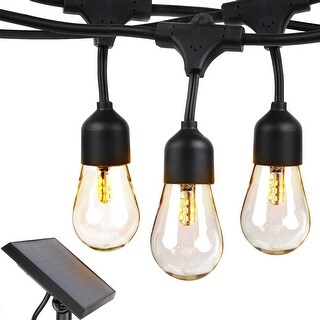 15 Plastic LED Bulbs, 48 Ft Commercial Grade Solar String Lights - 1W, 2700K