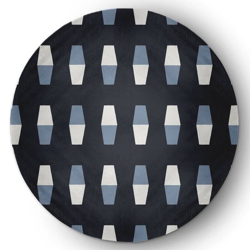 Bowling Pins Nautical Indoor/Outdoor Rug - Shark Blue - 5' Round
