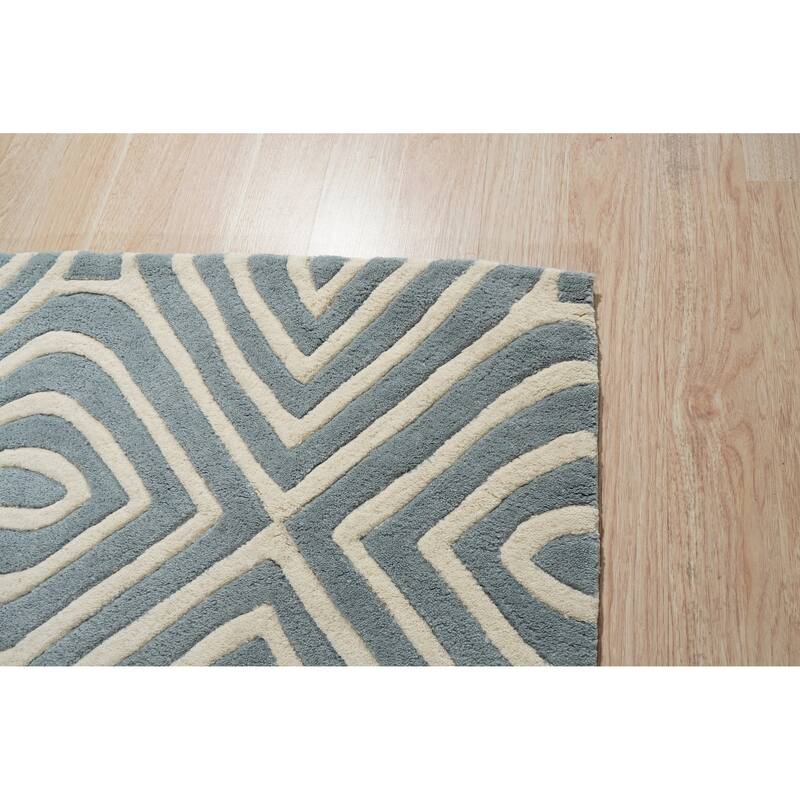 Blue Modern Contemporary Tufted Stripes Area Rug - Sleek Design and Luxurious Comfort