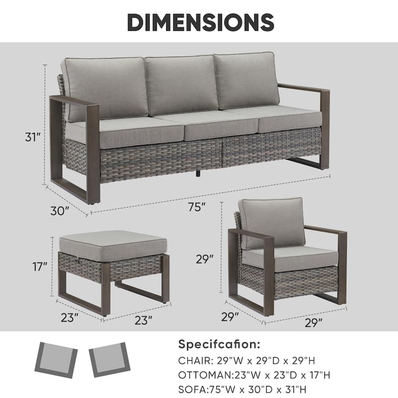 Pocassy Sofa Club Chair Ottoman Set of 5