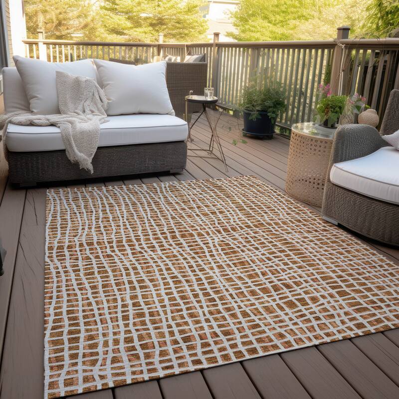 Machine Washable Indoor/ Outdoor Chantille Abstract Modern Rug