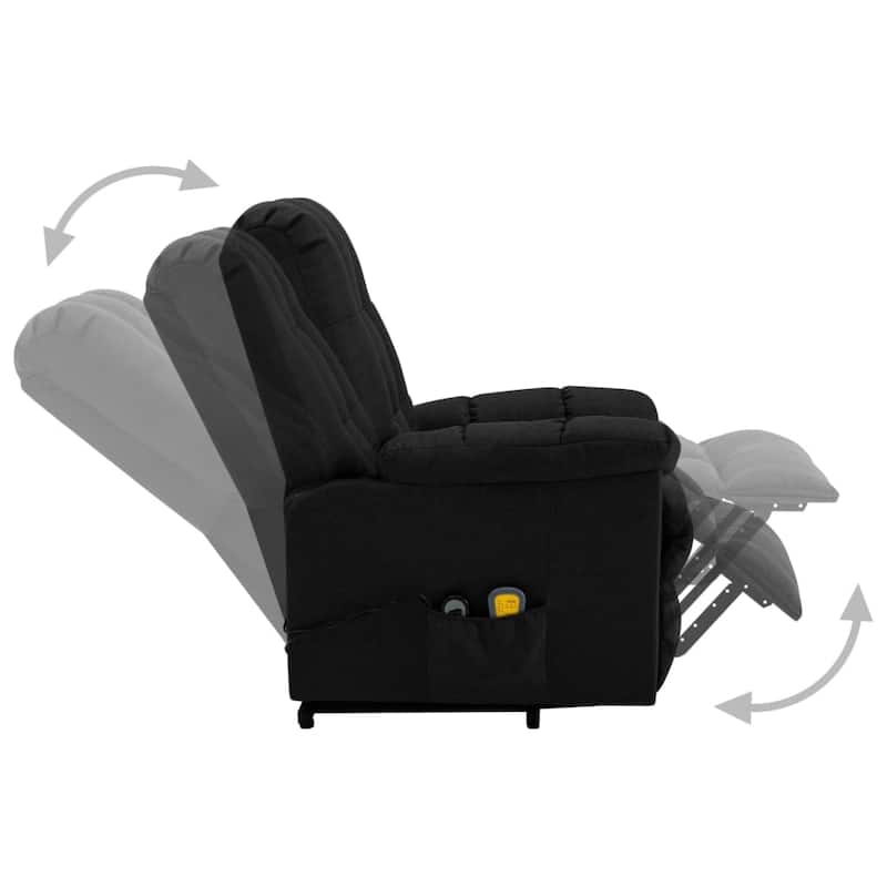 vidaXL Power Lift Massage Recliner Black Fabric - 29.9" x 36.2" x 40.2"