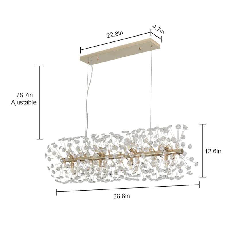 12-Light Luxury Crystal Dandelion Chandelier for Living Room, Kitchen, Dining Room - 36.6