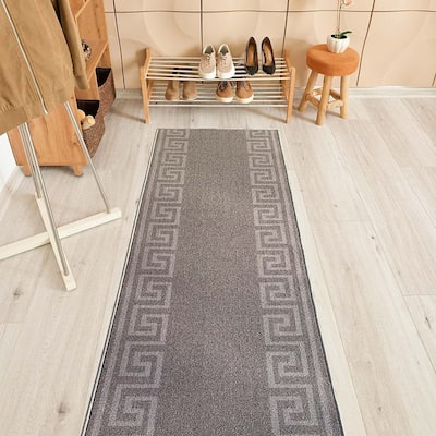 Custom Size Greek Design 31 Inch Wide Non-Slip Stair Runner Rug