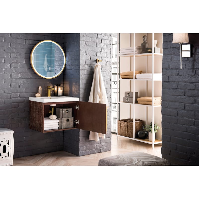 James Martin Vanities Columbia 24" Single Vanity with White Glossy Composite Stone Top