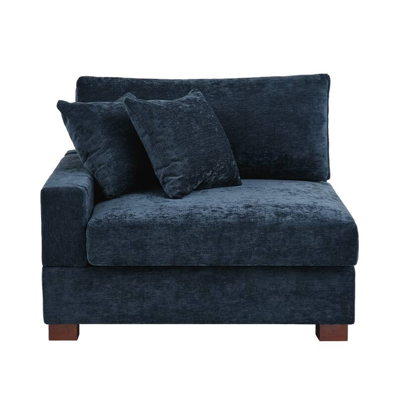 Plush Chenille Single Modular Sectional Sofa Chaise with Pillows