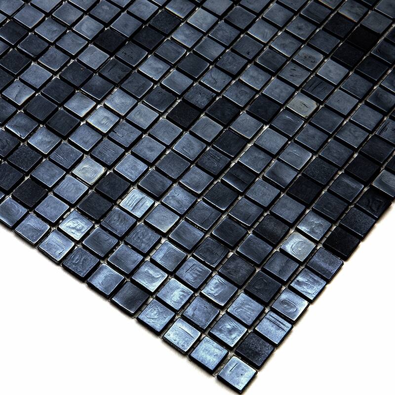 Apollo tile 12" x 12" Skosh Glossy Rich Black Glass Tile (18.69 sq ft/case) - 20 Pack