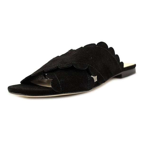 Isa Tapia Ana Maria Women Open Toe Suede Black Slides Sandal