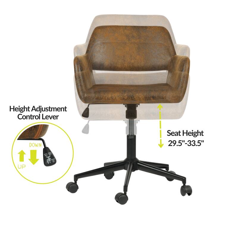 HomyLin Swivel Mid Back Upholstery Desk Chair with Rolling Casters