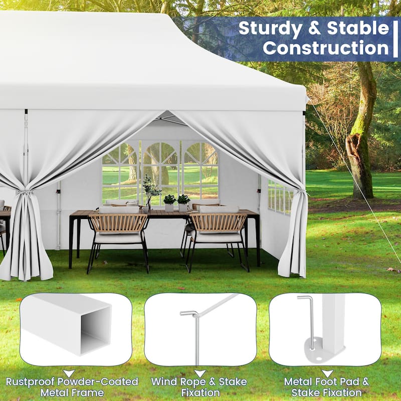 10x20 Pop Up Canopy Tent with 6 Sidewalls and Carry Bag Outdoor Use