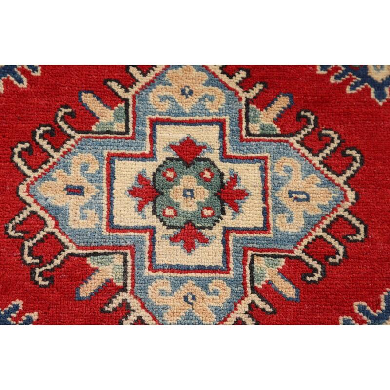 Traditional Red Kazak Foyer Rug Handmade Wool Carpet - 3'4" x 4'11"