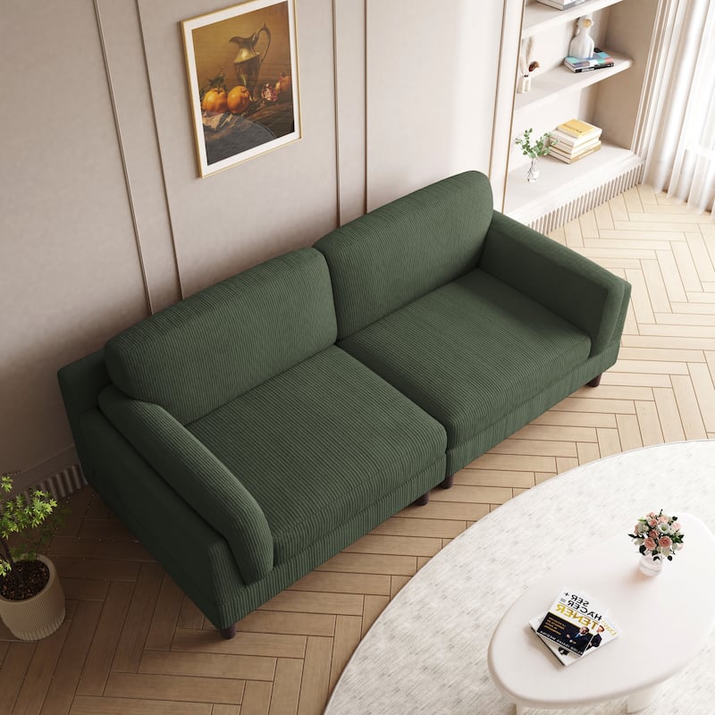 Modern 90" Loveseats Corduroy Sectional Sofa - Green