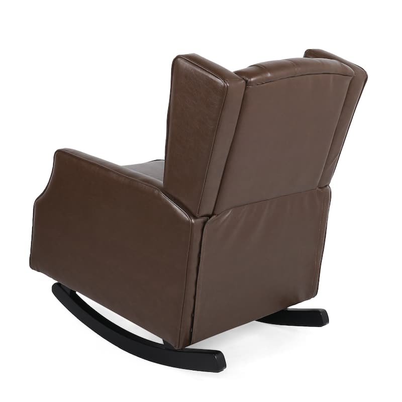 Carey Faux Leather Tufted Wingback Rocking Chair by Christopher Knight Home
