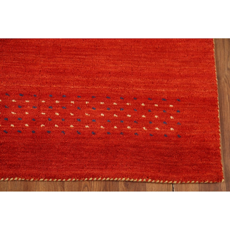 Tribal Gabbeh Oriental Area Rug Handmade Orange Wool Carpet - 4'7"x 6'5"