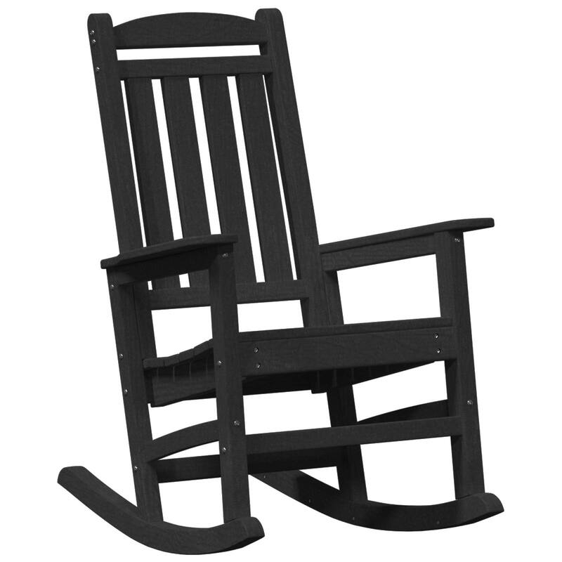 vidaXL Garden Rocking Chairs 2 pcs Black 27.6x36.2x42.5 in HDPE - 27.6 x 36.2 x 42.5