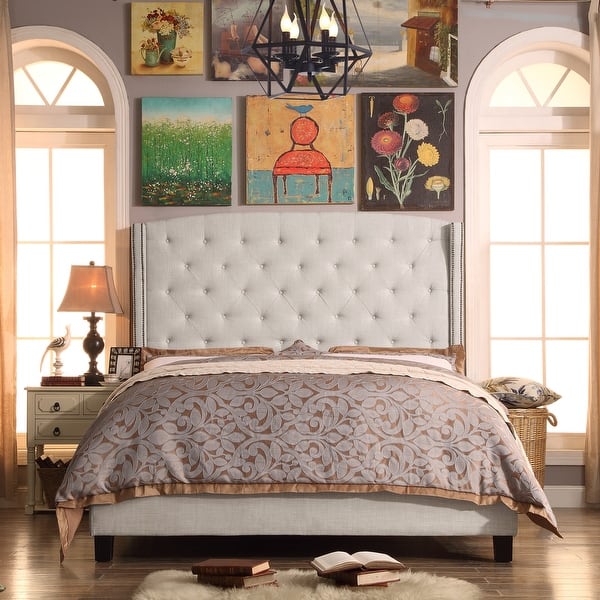 slide 2 of 9, Moser Bay Maturin Upholstered Panel Bed with Wingback Headboard