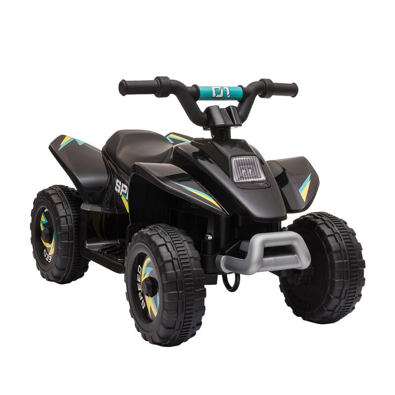 6V Kids ATV Ride-On Car - Battery-Powered Quad with Forward/Reverse Switch for 18-36 Months Old - Black