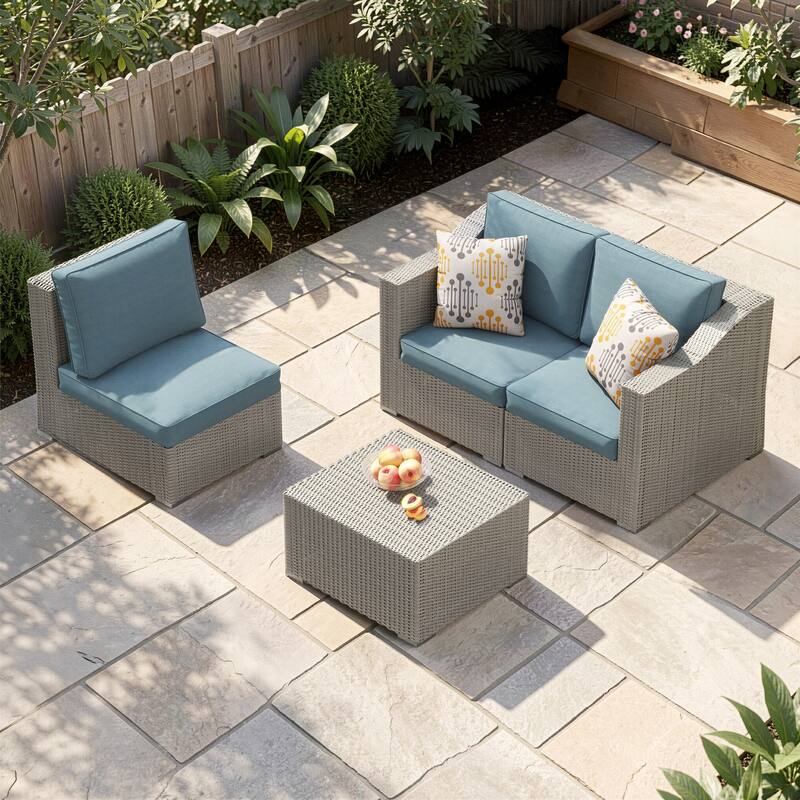 Corvus Martinka 4-Piece Outdoor Wicker Seating Set with Aluminum Frame