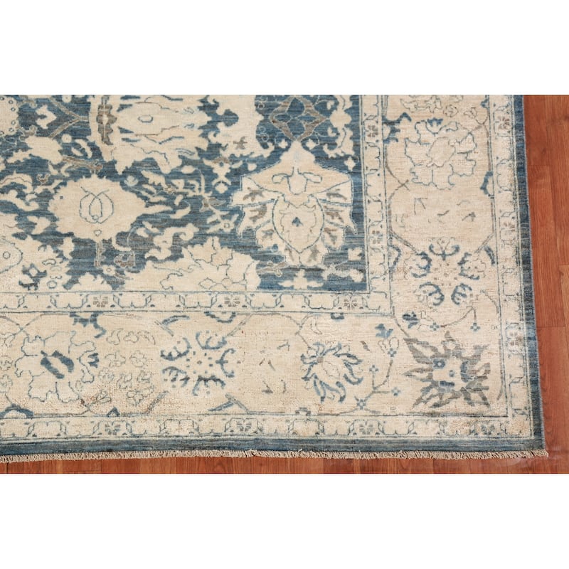 Blue Vegetable Dye Ziegler Oriental Area Rug Hand-Knotted Wool Carpet - 8'4"x 9'9"