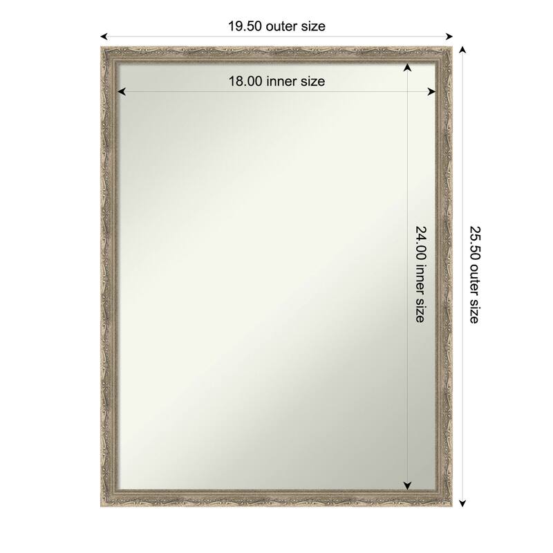 Mila Non-Beveled Wood Framed Bathroom Vanity Wall Mirror - 20 x 26 in - Mila Dark Silver