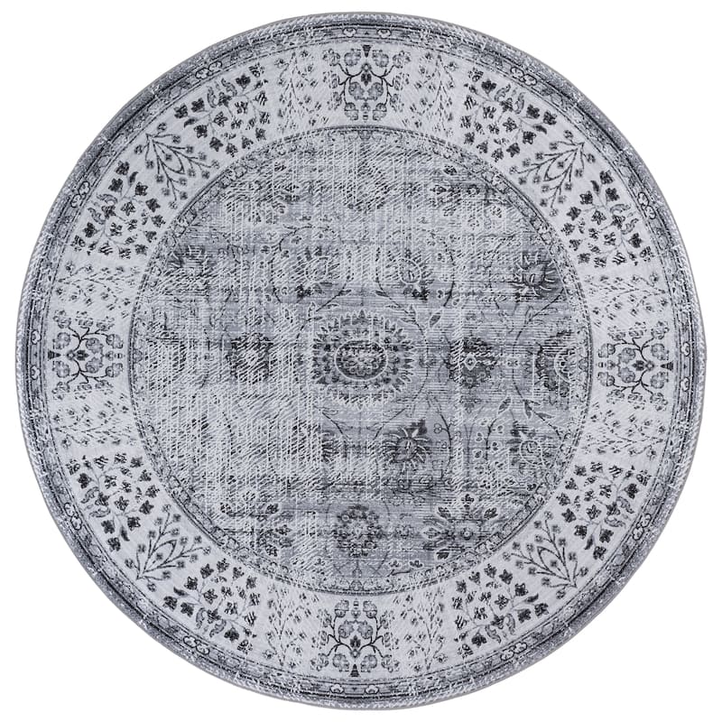 SAFAVIEH Tucson Villar Transitional Rug - 6' Round - Dark Grey/Light Grey
