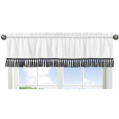 Sweet Jojo Designs Black and White Boy Girl Gender Neutral Unisex Window Curtain Valance Boho Stitch Farmhouse Bohemian Fringe
