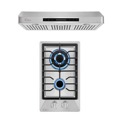 2 Piece Kitchen Appliances Packages Including 12" Gas Cooktop and 30" Under Cabinet Range Hood